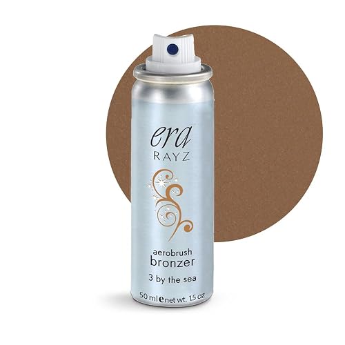 ERA Rayz Spray on Bronzer (3 by the Sea, 1.5 oz) - Airbrush Makeup, Everyday, Buildable, Professional Cosmetics by Era Beauty, Dark Bronze