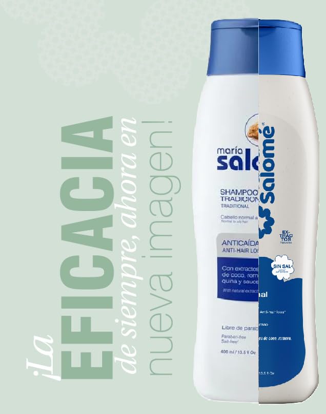 Shampoo Maria Salomé 400ml - Anticaída y estimula el Crecimiento. Sin Sal, Sin Parabenos