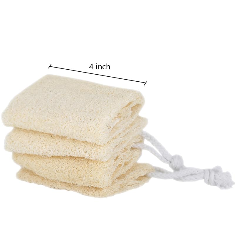 pisdoplop 4" Natural Loofah Exfoliating Body Sponge Scrubber, Plant-Based Organic Loofa Luffa for Men & Women Skin Care Bath Shower Cleaning Back