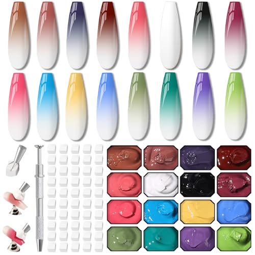 Ombre Gel Polish Palette,16Colors Pat Gel Paint Nail Art Kit Sponge Patting Beauty and Personal Care Karroy Default Title