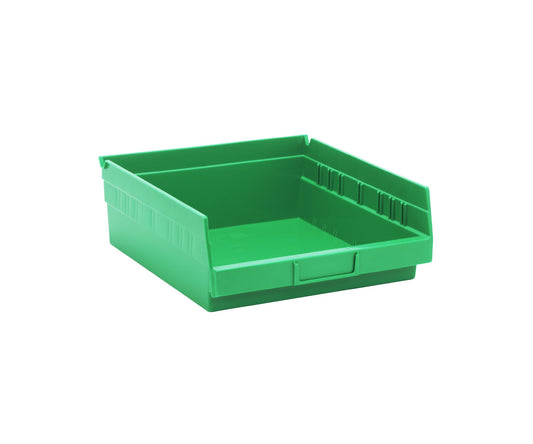 Quantum Storage Systems QSB109GN 8-Pack 4" Hanging Plastic Shelf Bin Storage Containers, 11-5/8" x 11-1/8" x 4" , Green