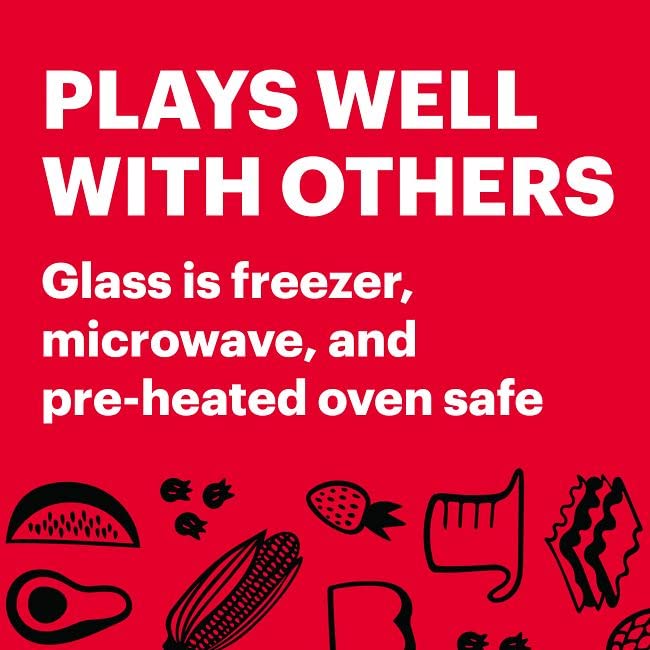 Pyrex Storage Plus 7-Cup Round Glass Food Storage Dish, Blue Cover, Pack of 2