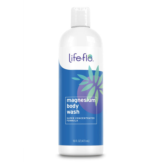 LIFE-FLO Magnesium Body Wash, Refreshing, Moisturizing Liquid Soap with Magnesium Chloride from the Zechstein Seabed, Peppermint Oil and Rosemary Oil