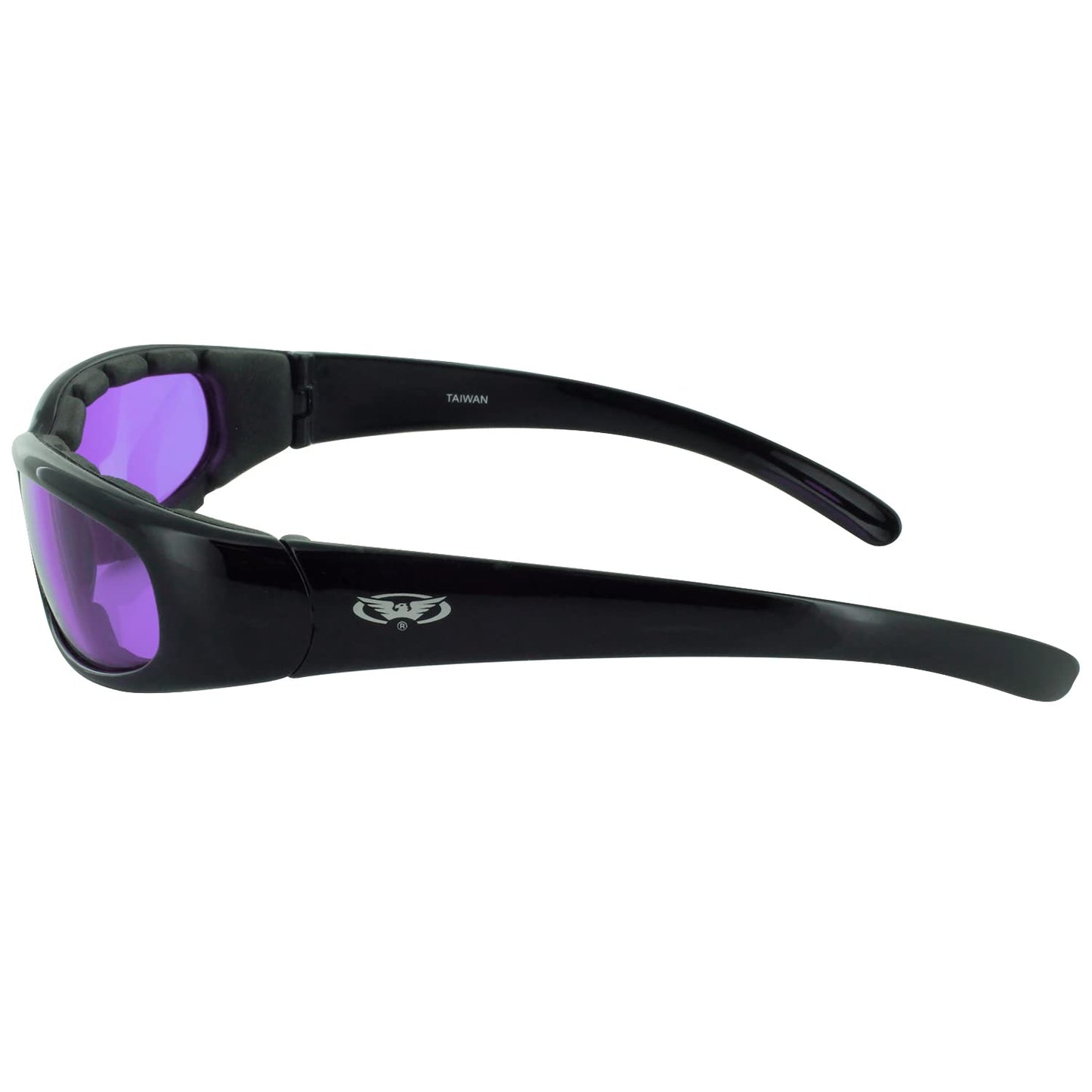 Global Vision Chicago Padded Riding Glasses (Black Frame/Purple Lens)