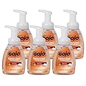 GOJO Premium Foam Antibacterial Handwash, Fresh Fruit Scent, 7.5 fl oz Hand Soap Pump Bottle (Pack of 6) - 5710-06, Translucent Apricot