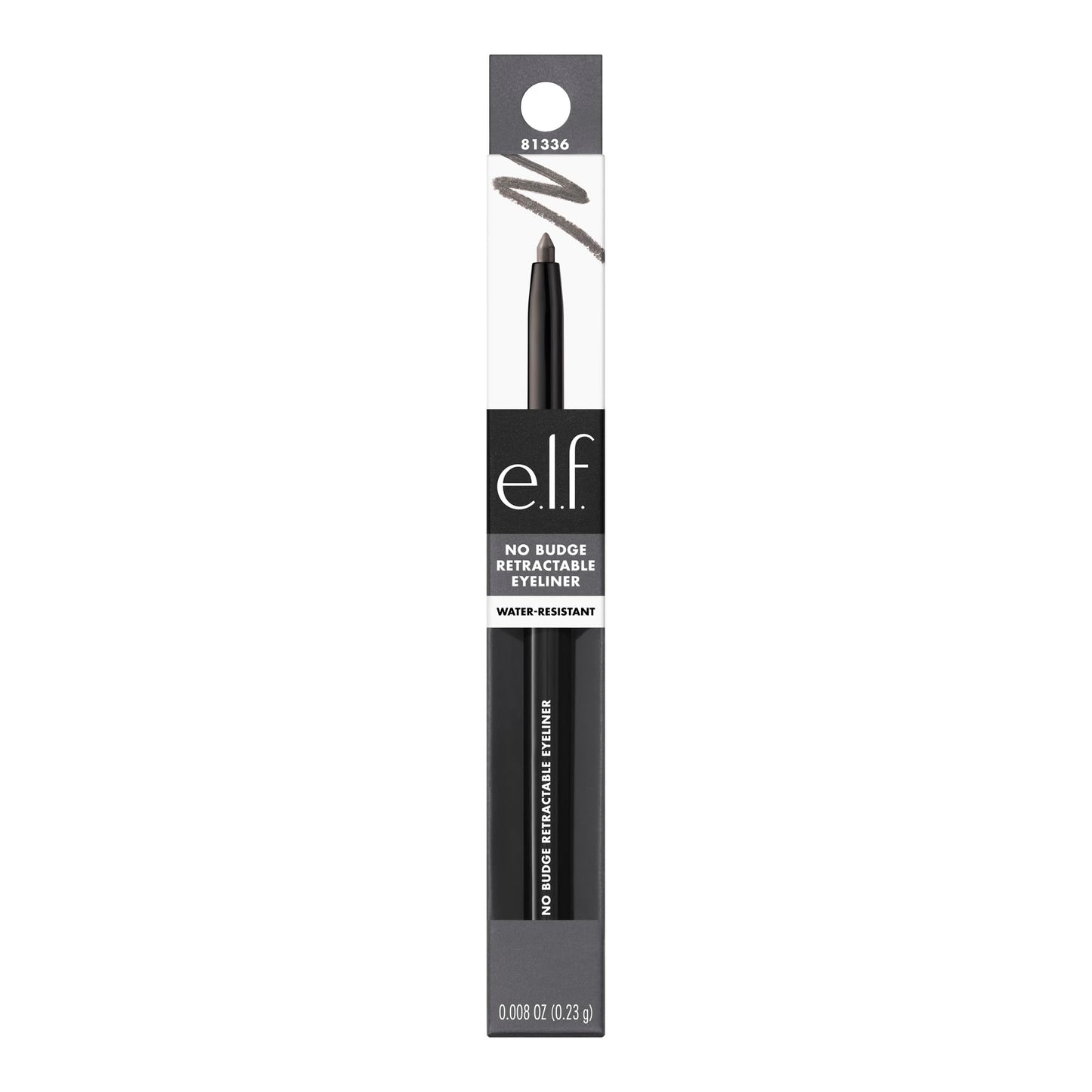 e.l.f. No Budge Retractable Eyeliner, Creamy, Ultra-Pigmented & Waterproof, Creates Bold & Defined Lines, Vegan & Cruelty-Free, Grey