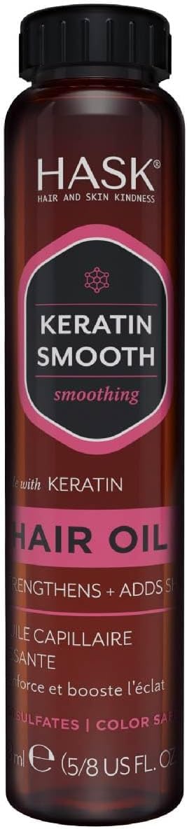 Hask Keratin Protein Smoothing Shine Oil Vial, 18ml, 0.612 Fl Oz (HAS0023175)