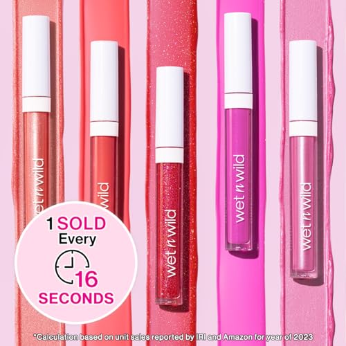 wet n wild MegaSlicks Lip Gloss, Ultra-Glossy, Vitamin-E Enriched, Ultra-Gloss High Shine Moisturizing, Cruelty-Free & Vegan - Crushed Grapes(Carded)