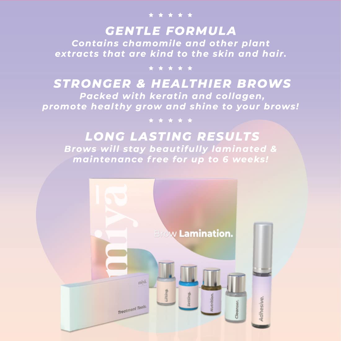 MIYA LASH Brow Lamination Kit | Professional Eyebrow Lamination with Keratin | DIY Brow Lift Kit | Fuller, Thicker Brows for 6 weeks | Includes Easy