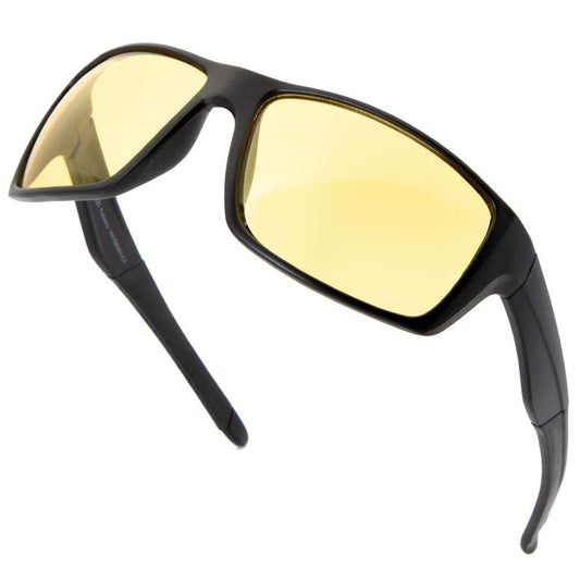 VITENZI Night Vision Glasses for Men and Women Anti Glare Safety Night and Day Driving Glasses HD Yellow Tinted Sunglasses Wrap Around Sport Palermo