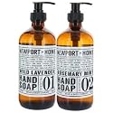 Energetic Pairing: 2-Pack Reusable Glass Bottles, Newport & Home Hand Soap - Wild Lavender and Rosemary Mint Infused with Essential Oil - 16 Fl oz