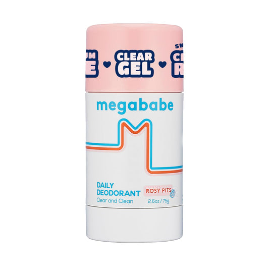 Megababe Daily Deodorant Rosy Pits - Summer and Hot Weather Essential - Aluminum-Free, Clear & Clean - 2.6 oz (Pack of 1) Beauty and Personal Care Megababe
