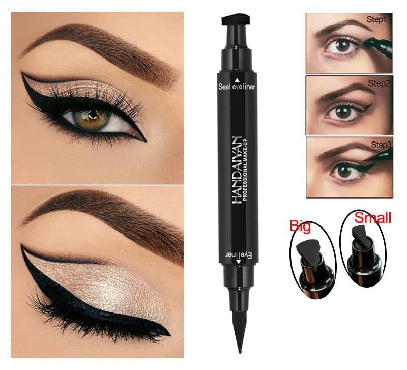 BONNIESTORE Winged Eyeliner Stamp 2 Pack,Dual-ended Eyeliner Stamp for Perfect Wing Cat Eyes,Long Lasting Liquid Eyeliner Pen Waterproof Smudge Proof