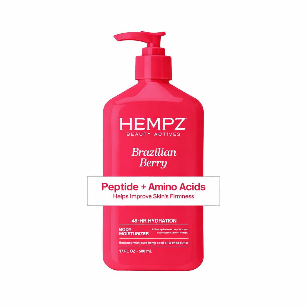 Hempz Brazilian Berry Beauty Actives Lotion with Peptides and Amino Acids, Hydrating and Firming Moisturizer for Body, Hands and Feet 17 oz.