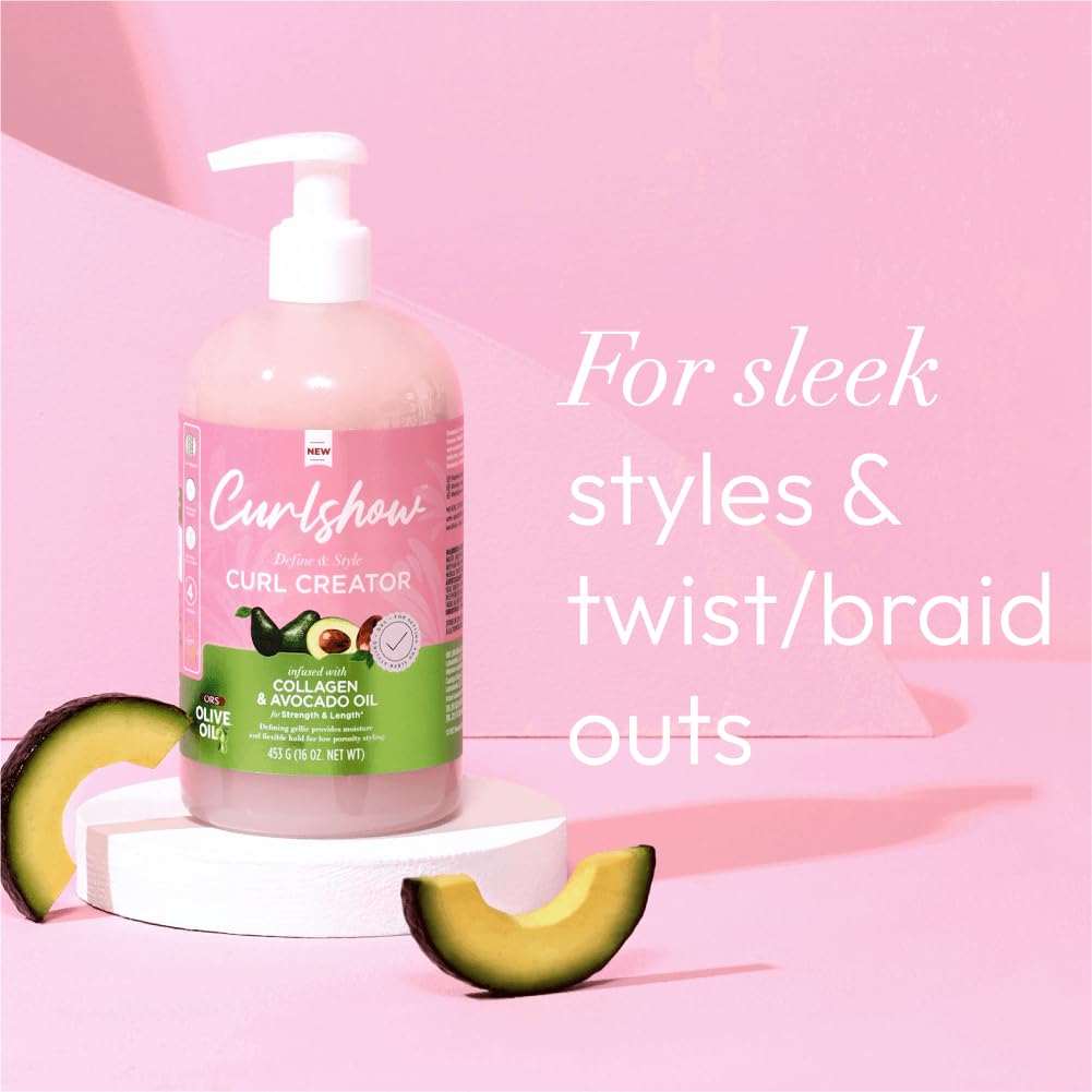 ORS Olive Oil Curlshow Curl Creator Infused with Collagen & Avocado Oil for Strength & Length (16.0 oz)