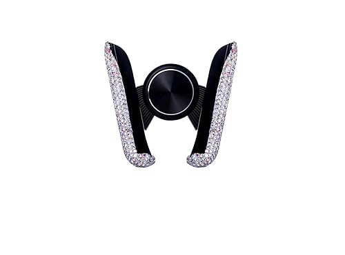 Bling Car Phone Holder Mini Car Dash Air Vent Automatic Phone Mount Universal 360°Adjustable Crystal Auto Car Stand Car Accessories for Women…