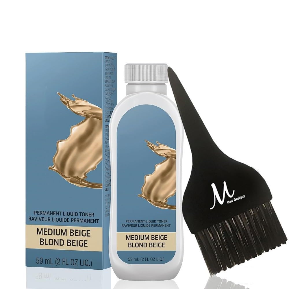 Blondor Medium Beige /01 Liquid Permanent Blondor Toner 2 Fl Oz and M Hair Designs Tint Brush (Bundle)