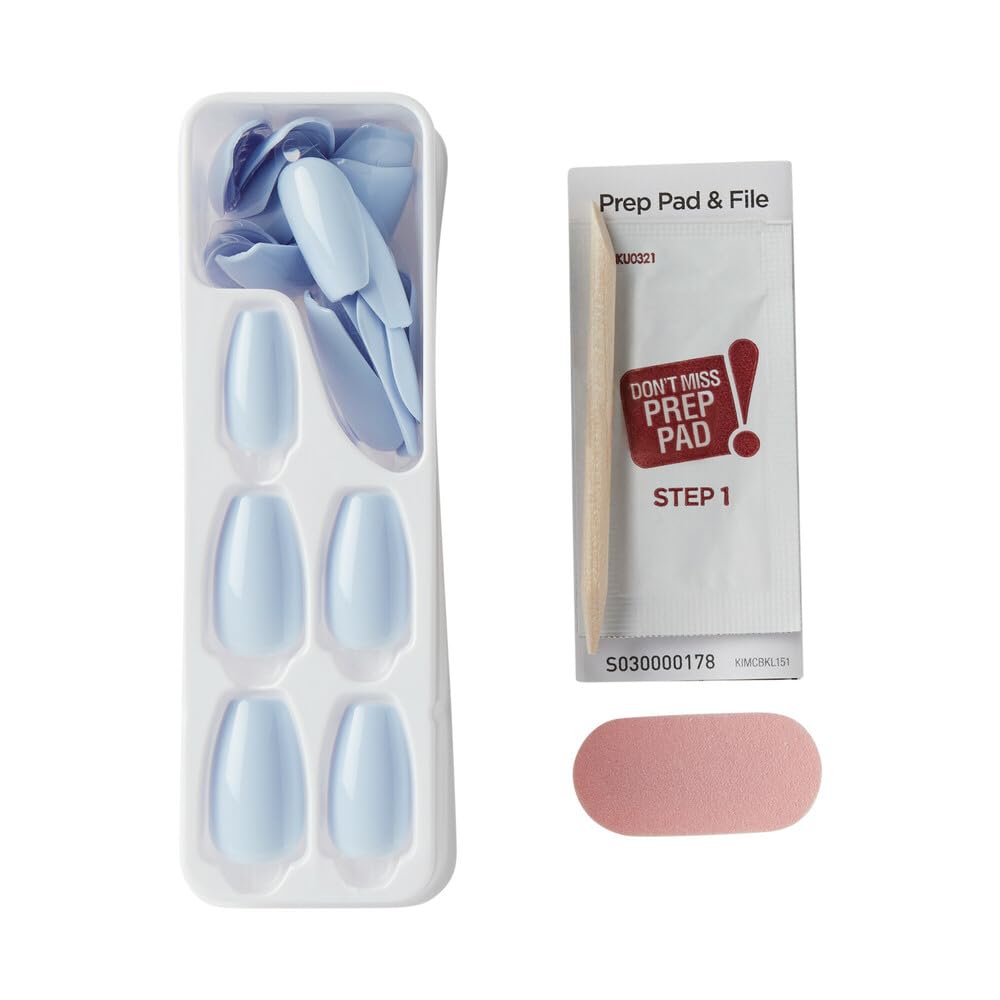 KISS imPRESS Color No Glue Mani 30 Pcs Press On Nails, Light Blue, Medium Size, Coffin Shape, Simple Peel & Press Easy Apply, Hassel-Free Removal Beauty & Personal Care imPRESS