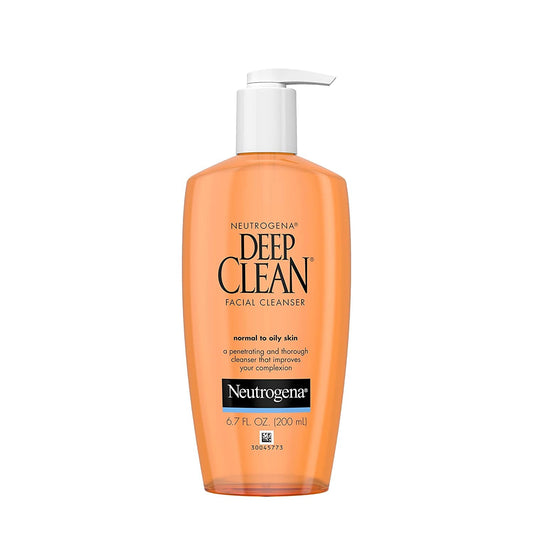 Neutrogena Deep Clean Daily Facial Cleanser with Beta Hydroxy Acid for Normal to Oily Skin, Alcohol-Free, Oil-Free & Non-Comedogenic, 6.7 fl. oz (Pack