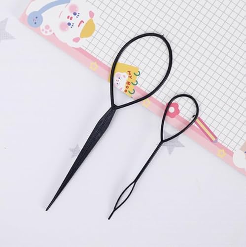 1Set(2pcs) Plastic Magic Hair Braid Ponytail Maker Clip Tool Simple Diy Hair Style Accessories Styling (Black)