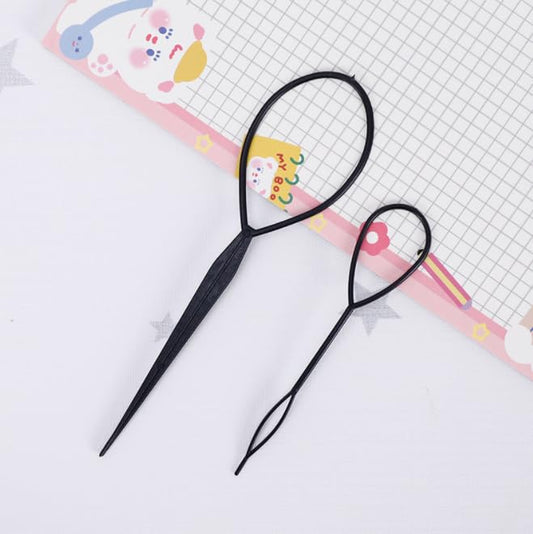 1Set(2pcs) Plastic Magic Hair Braid Ponytail Maker Clip Tool Simple Diy Hair Style Accessories Styling (Black)