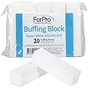 ForPro Professional Collection Buffing Block, Super White, 180/240 Grit, Four-Sided Manicure and Pedicure Nail Buffer, 3.75" L x 1" W x 1" H, 20-Count