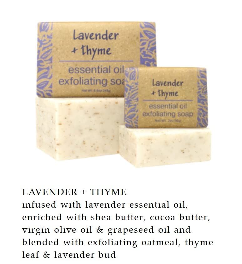 Greenwich Bay Trading Co, Lavender and Thyme Essential Oil Exfoliating Bath Bar Soap, Set of 2, 8.6 Ounces Each