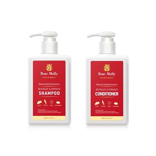 Rose Molly Natural Herbal Essence Revitalize & Strength Shampoo and Conditioner Set, 17.63 fl oz