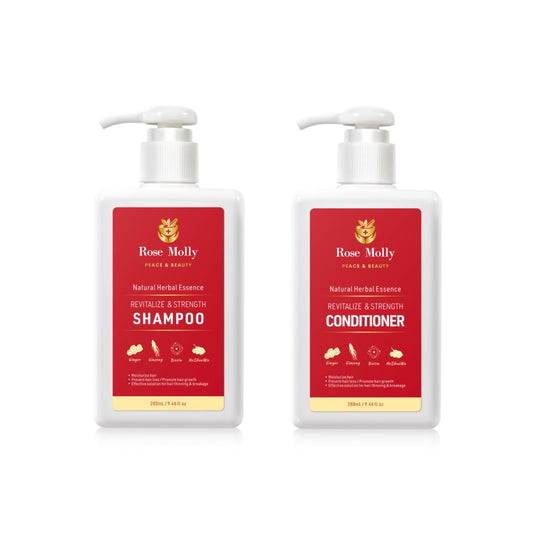 Rose Molly Natural Herbal Essence Revitalize & Strength Shampoo and Conditioner Set, 17.63 fl oz