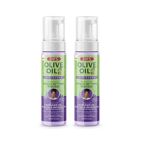 ORS Olive Oil Braidzone Braid Setting Mousse with Lavender, Acai & Batana Oil 7 Ounces (Pack of 2)