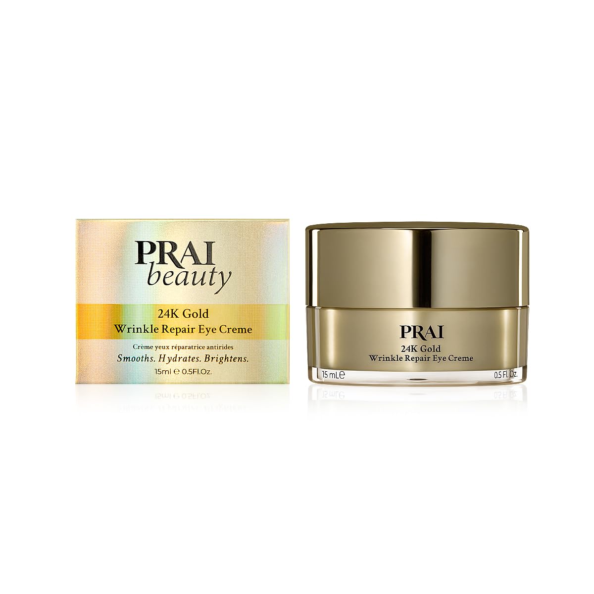 PRAI Beauty 24K Gold Wrinkle Repair Eye Creme - Anti-Aging and Anti-Wrinkle Eye Cream - Infused with Hyaluronic Acid and Real 24K Gold, 0.5 Oz