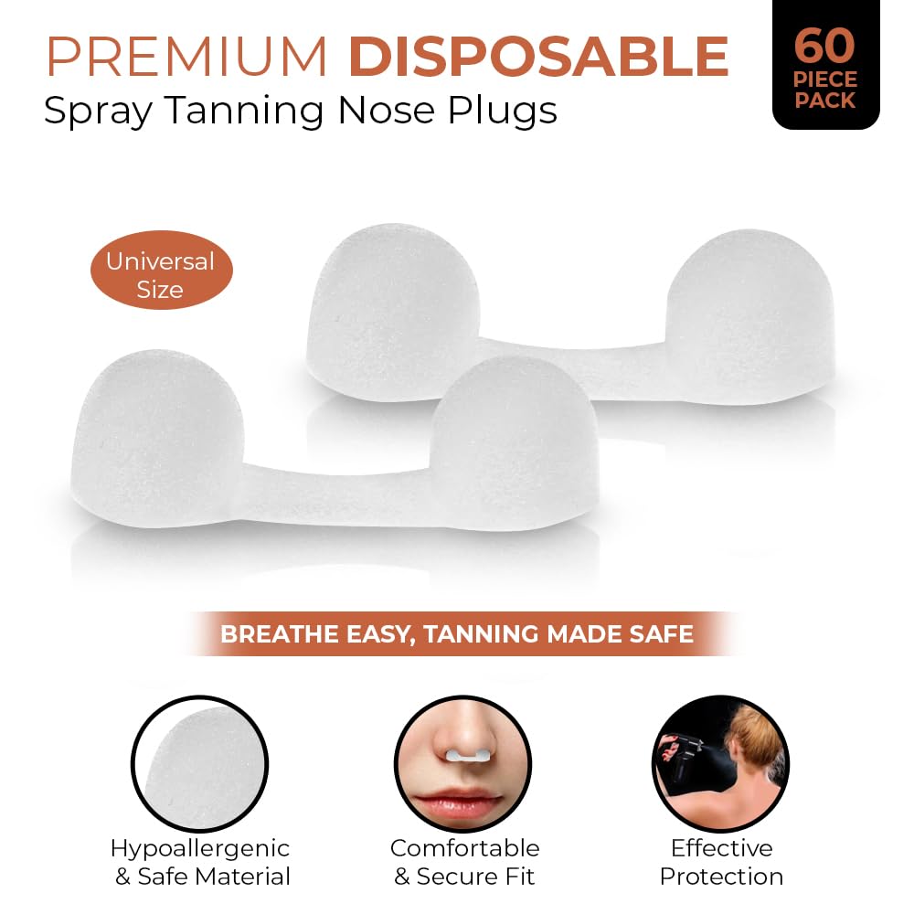 Bronze Tan Disposable Nose Filters for Professional Spray Tan - 60 Pieces, Spray Tanning Supplies - Also Ideal for Allergies & Dust - Spray Tan Nose