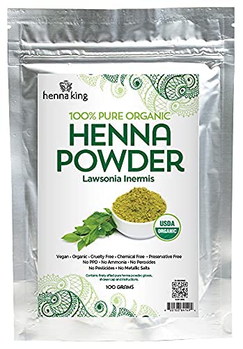 100% All Natural Henna Powder for Temporary Tattoos, Hair Dye & Beard Dye Organic, Herbal & Vegan Chemical & Cruelty Free 100 gram