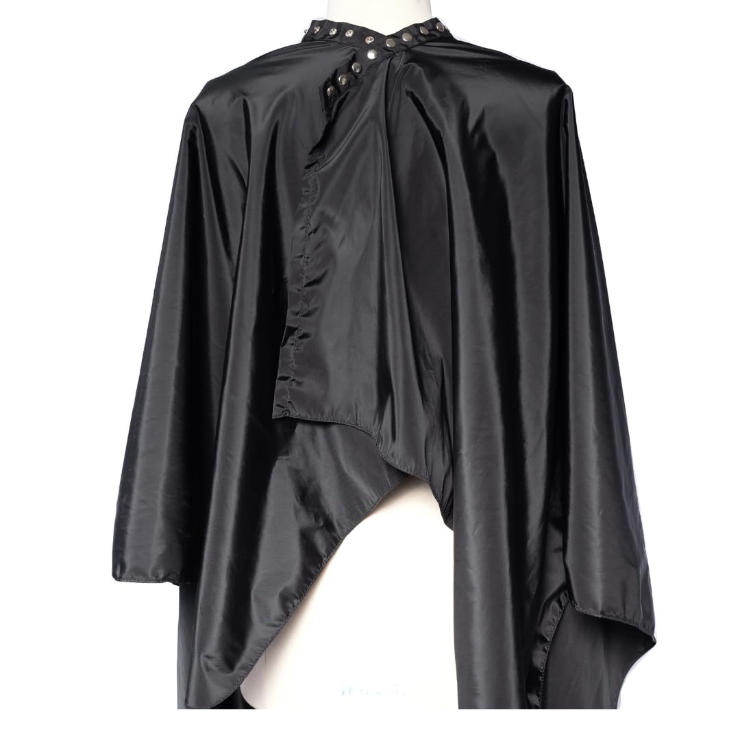 Capes By Sheena Black Nylon Hairdresser Barber Cape W/ 10 Snap Closure, X Large 66” L x 53.5” Stylist Supplies for Hair-Cutting
