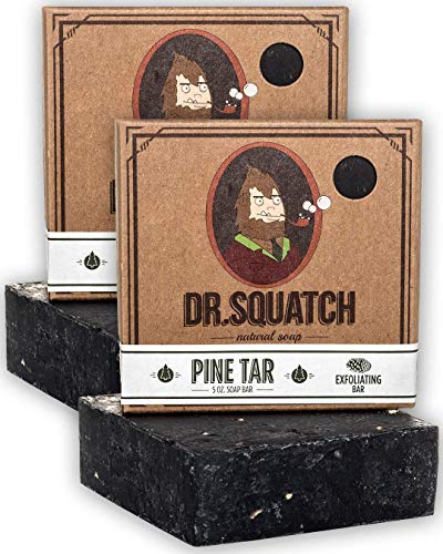 Dr. Squatch Pine Tar Soap 2-Pack Bundle - Mens Bar with Natural Woodsy Scent and Skin Exfoliating Scrub - Handmade with Pine, Coconut, Olive Organic