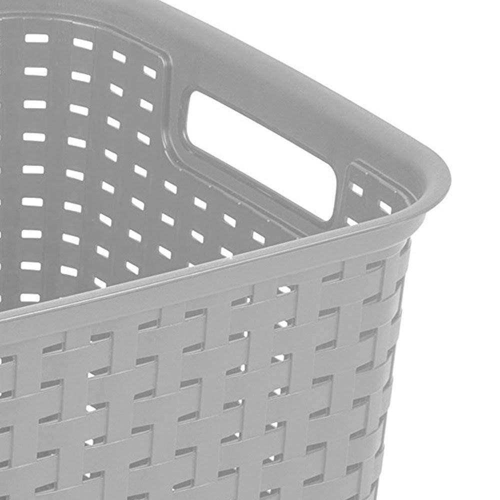 Sterilite Tall Plastic Weave Storage Basket, Bin Organization for Countertops, Classroom, Tabletops & Book Shelves for Crafts, Jewelry, Gray, 1-Pack
