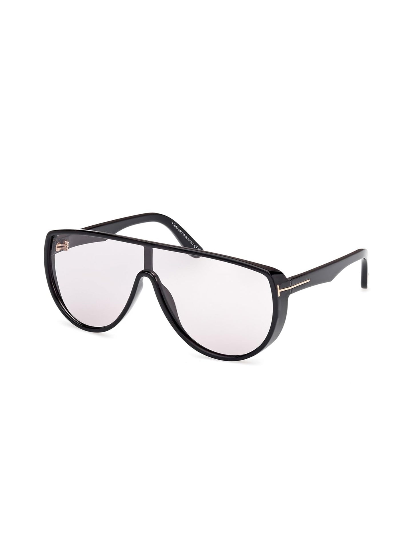 Tom Ford FT1182 01A Sunglasses Shiny Black/Photochromic Light Grey Shield 138mm