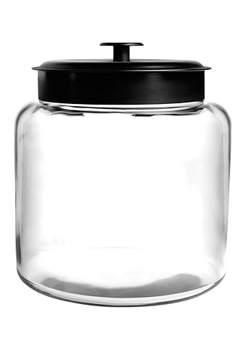 Anchor Hocking Montana 1.5 Gallon Glass Jar with Lid, Black Metal Lid