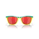 Oakley OO9289 Frogskins Hybrid Round Sunglasses, Celeste/Tennis Ball Yellow/Prizm Ruby, 55 mm