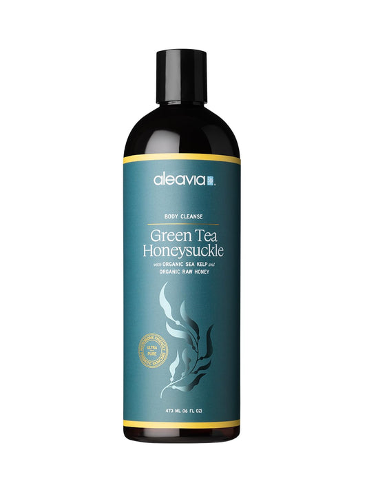 Aleavia Body Cleanse - Organic & All-Natural Prebiotic Body Wash with Raw Honey - Green Tea Honeysuckle Scent - 16 Oz.