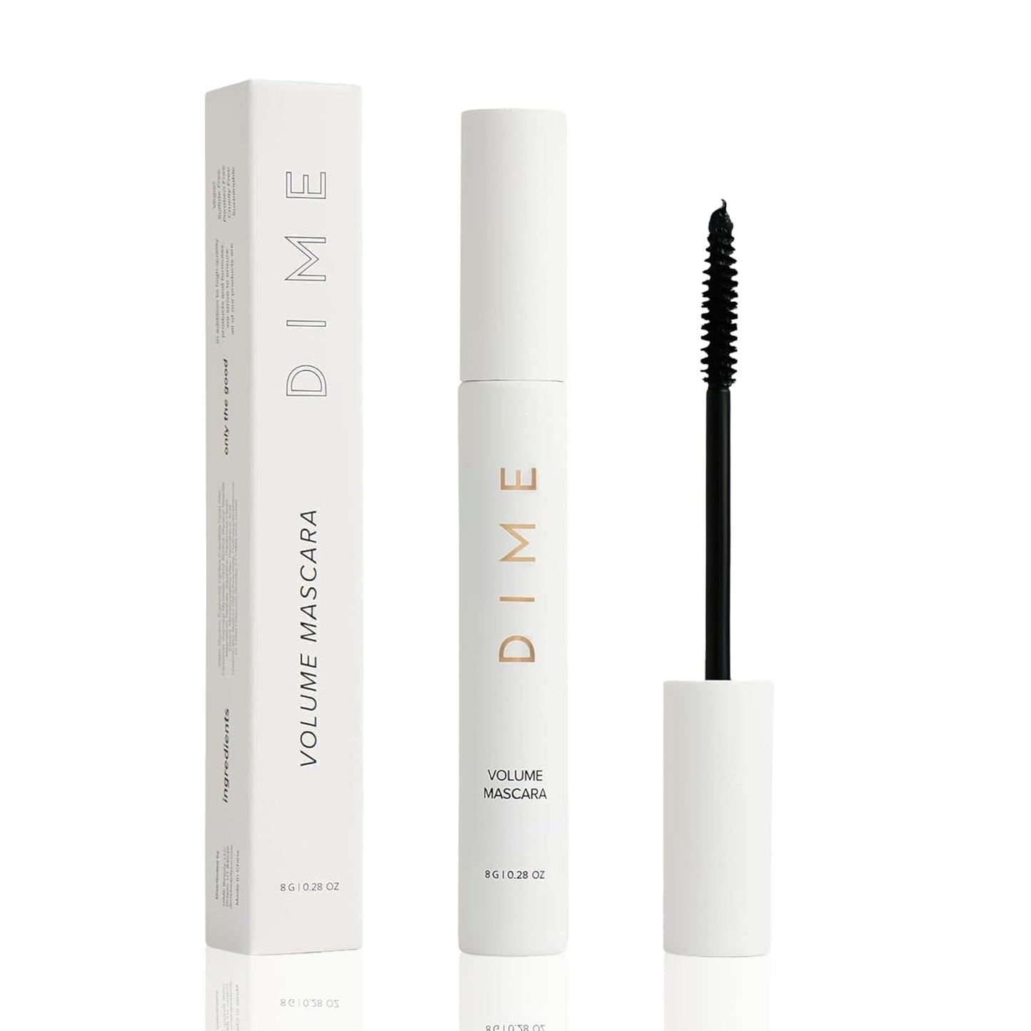 DIME Beauty Volume Mascara - Smudge-Proof Tubing Mascara for Fuller, Thicker Lashes, Adds Volume & Length, Black 0.28 oz / 8 g