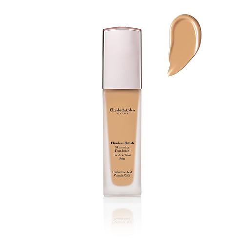 Elizabeth Arden Flawless Finish Skincaring Foundation with Hyaluronic Acid, Vitamin C & E, 320N (Medium skin with neutral undertones), 1 fl. oz.