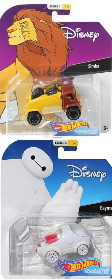 Hot Wheels 2019 Disney/Pixar Character Cars Series 4, Set of 6 Collectible Die Cast Toy Cars Moana, Dory, Donald Duck, Genie, Simba, Baymax