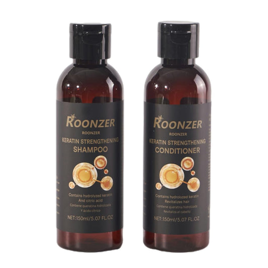 ROONZER Keratin Shampoo & Conditioner Set for All Hair Types | Deep Cleanse + Intense Hydration | Strengthening & Anti-Frizz Formula | Reduces