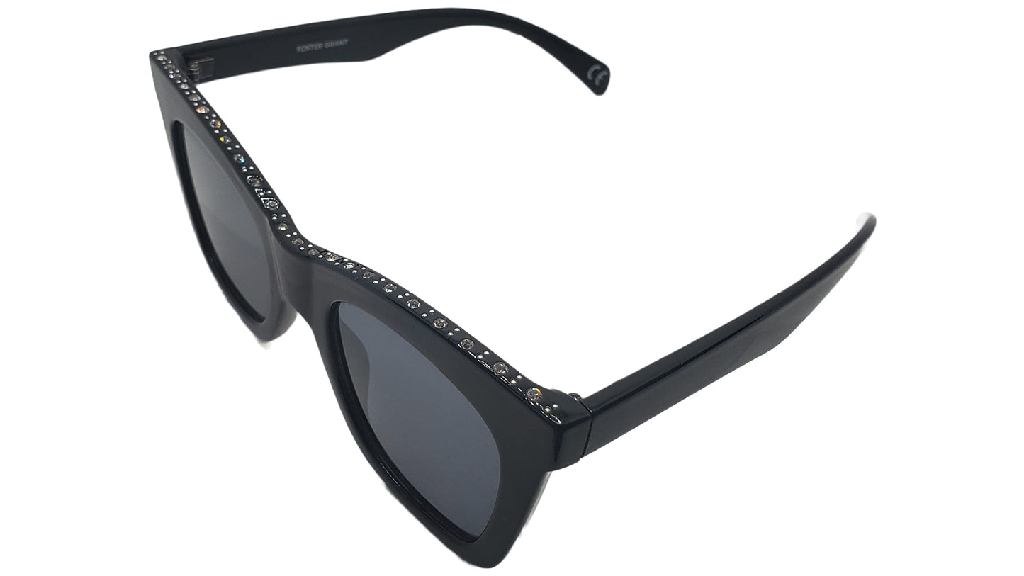 Foster Grant Women's Bedazzled Frame Black Cat Eye Sunglasses