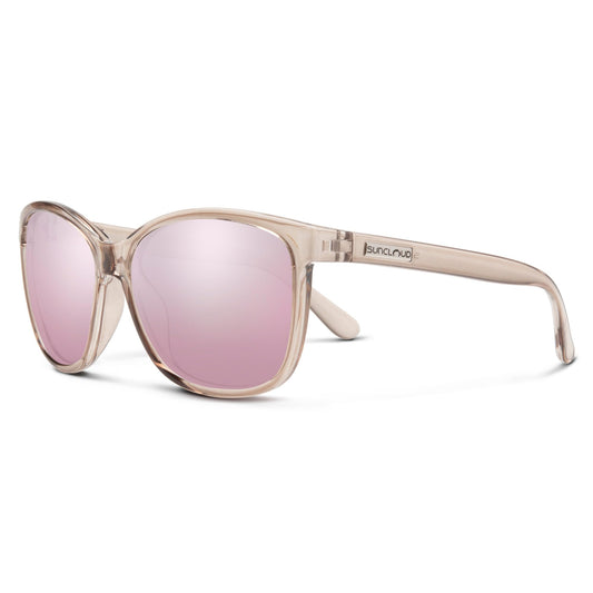Suncloud Sashay Polarized Sunglasses, Transparent Taupe/Polarized Pink Gold Mirror, One Size