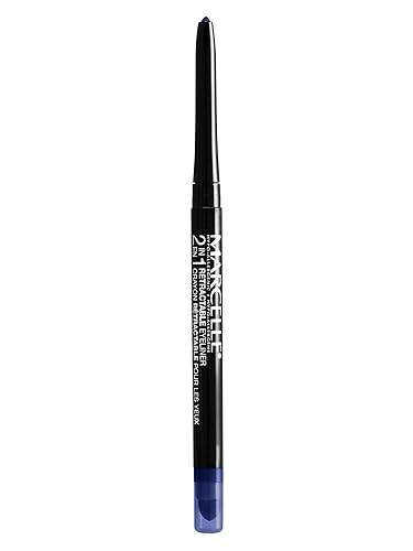 Marcelle 2-in-1 Retractable Eyeliner, Midnight Blue, Waterproof, Easy-To-Smudge, Smokey Eye, Long-Lasting 12h, Fragrance-Free, Hypoallergenic