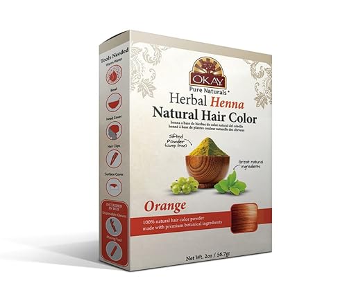 Okay Pure Naturals | Herbal Henna Hair Color Orange | All-Natural Dye | Free Of Harmful Chemicals | Vibrant Rich Color Pigment | Sifted Clump Free