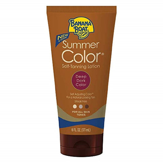 Banana Boat Summer Color Self Tanning Lotion 6oz – Sunless Tanner for All Skin Tones, Deep Dark Gradual Tan, Streak-Free, Long-Lasting Glow