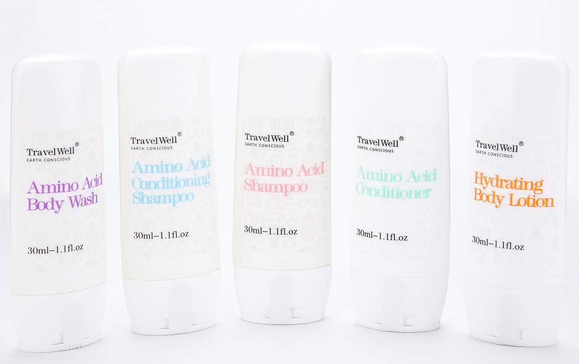 Travel Well Mini Shampoo & Conditioner Set - Amino Acid Travel Shampoo & Conditioner - Paraben-Free Mini Soap Bars Guest Bathroom Toiletries - 25